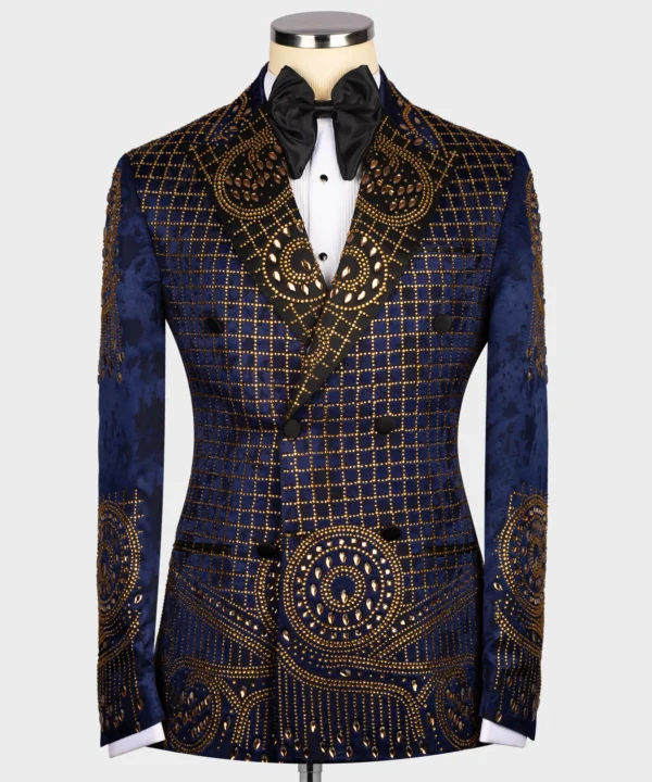 BLUE GOLD AUTHENTIC EMBROIDERED DETAIL TUXEDO