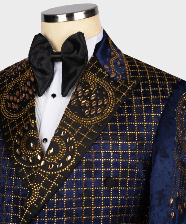 BLUE GOLD AUTHENTIC EMBROIDERED DETAIL TUXEDO - Image 4