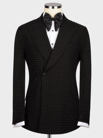 Black All Black Stone Embroidered Tuxedo