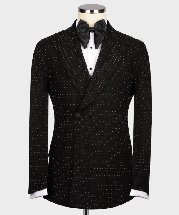 Black All Black Stone Embroidered Tuxedo