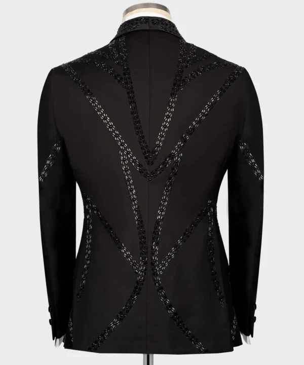 Black Stone Embroidered Tuxedo - Image 4