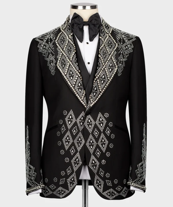 Silver Stone Embroidered Custom Desing Tuxedo