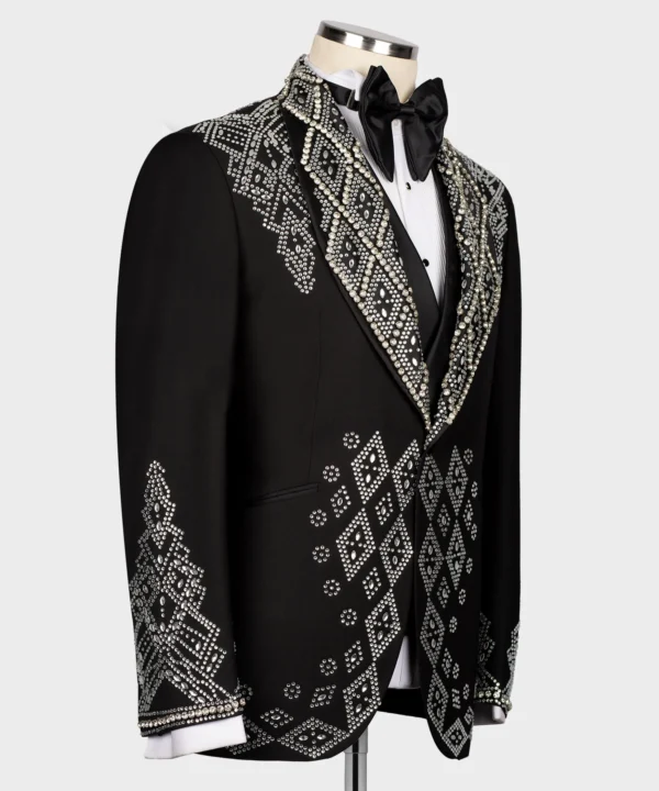 Silver Stone Embroidered Custom Desing Tuxedo - Image 3