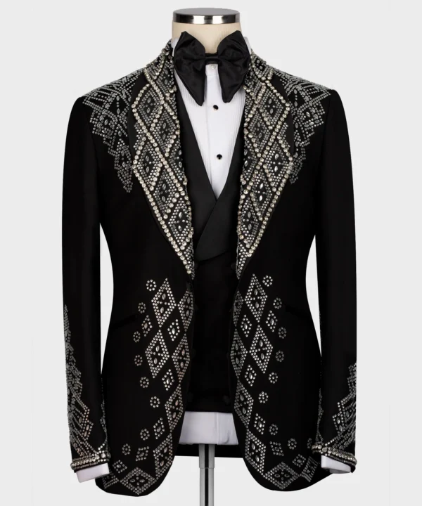 Silver Stone Embroidered Custom Desing Tuxedo - Image 2