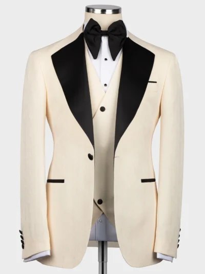 Black Satın Collar Cream Tuxedo