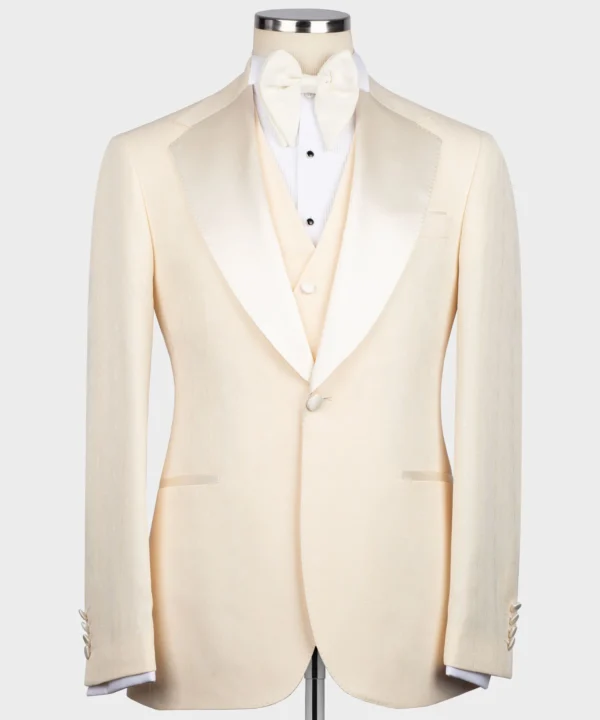 Cream Satın Collar Cream Tuxedo - Image 2