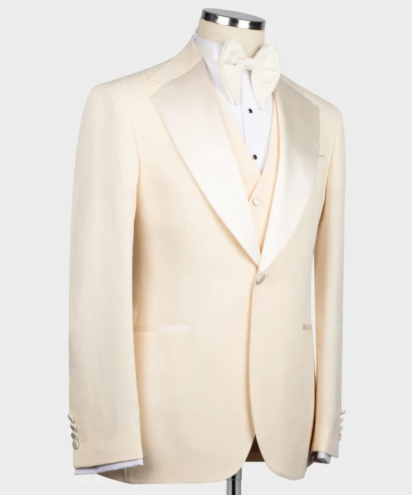 Cream Satın Collar Cream Tuxedo - Image 3