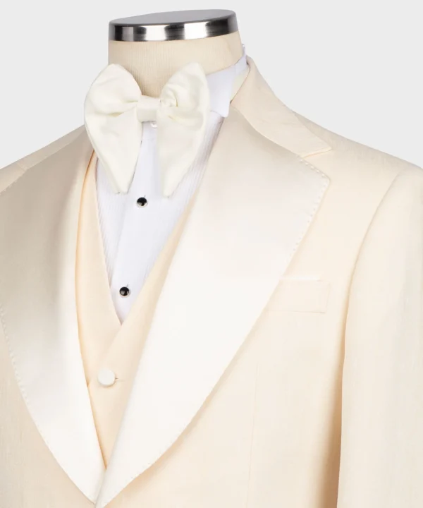 Cream Satın Collar Cream Tuxedo - Image 4