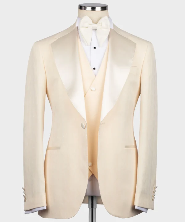 Cream Satın Collar Cream Tuxedo