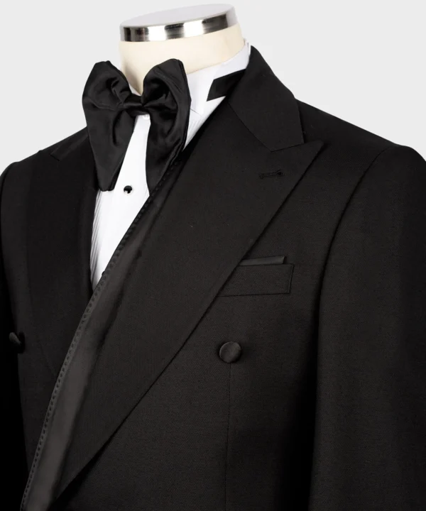 Black Satin Collar Black Double Breasted Tuxedo - Image 3