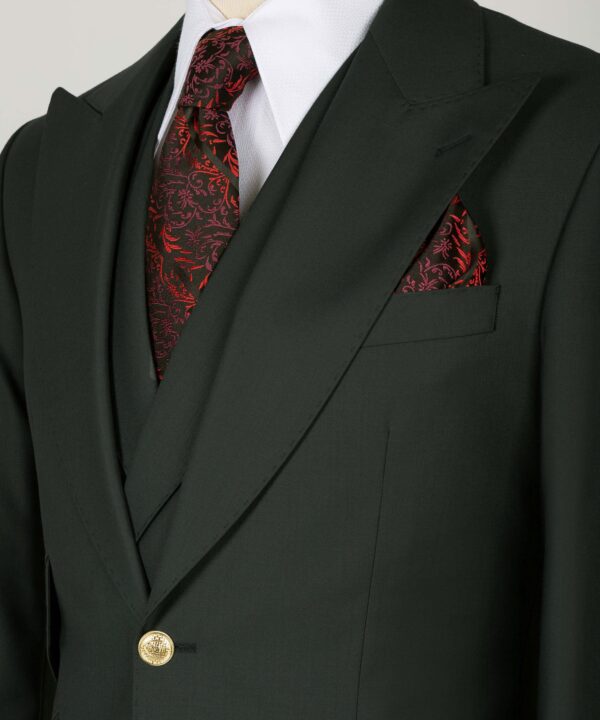 Classic Vest Suit Dark Green - Gold Button - Image 4