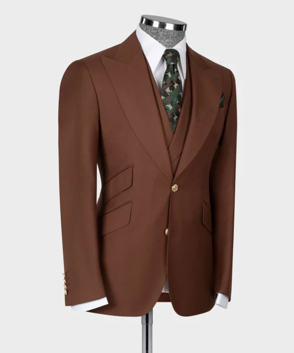 Classic Vest Suit Dark Green - Gold Button - Image 3