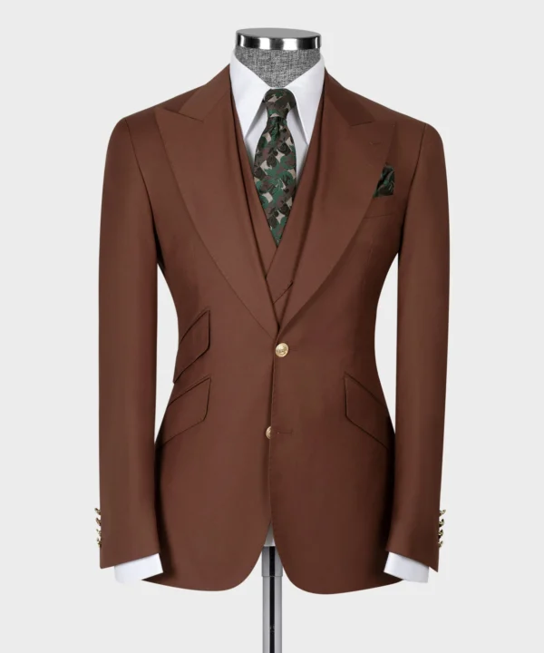 Classic Vest Suit Dark Green - Gold Button - Image 2