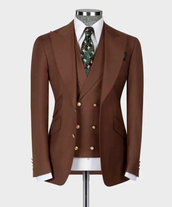 Classic Vest Suit Dark Green - Gold Button