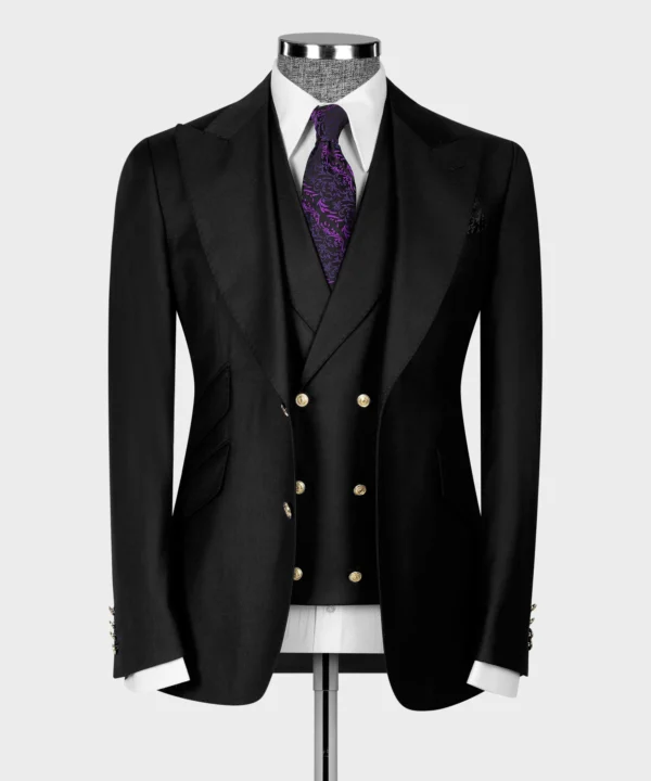 Classic Vest Suit Dark Green - Gold Button