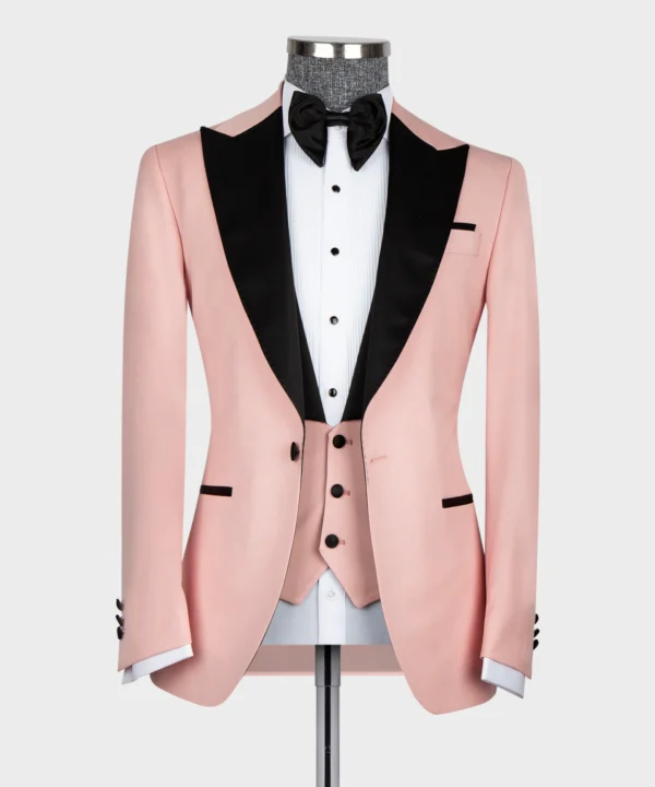 Pink – Black lapeled Tuxedo