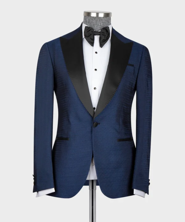 Navy Blue – Black Lapeled Tuxedo - Image 2