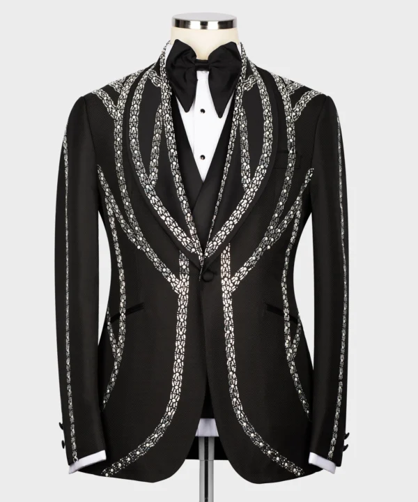 Black Stone Silver Embroidered Tuxedo