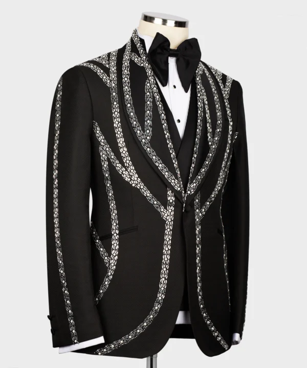 Black Stone Silver Embroidered Tuxedo - Image 2