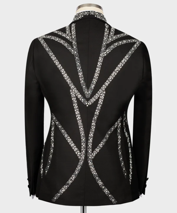 Black Stone Silver Embroidered Tuxedo - Image 3