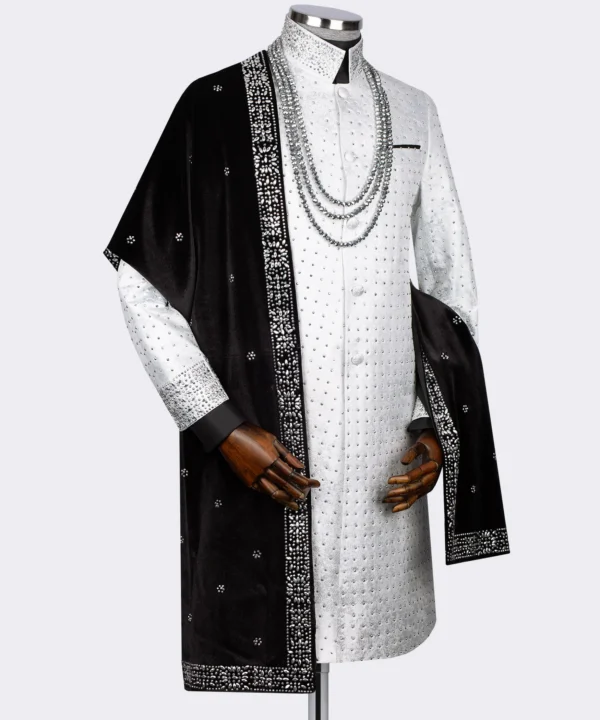 White Jacket with a Long Stone and Necklace - Image 2