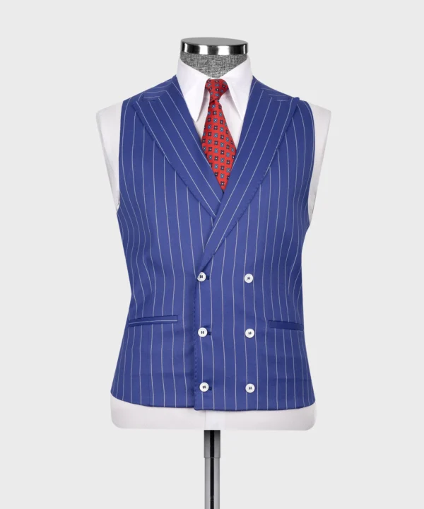 Striped Vest Suit - Navy Blue - Image 5