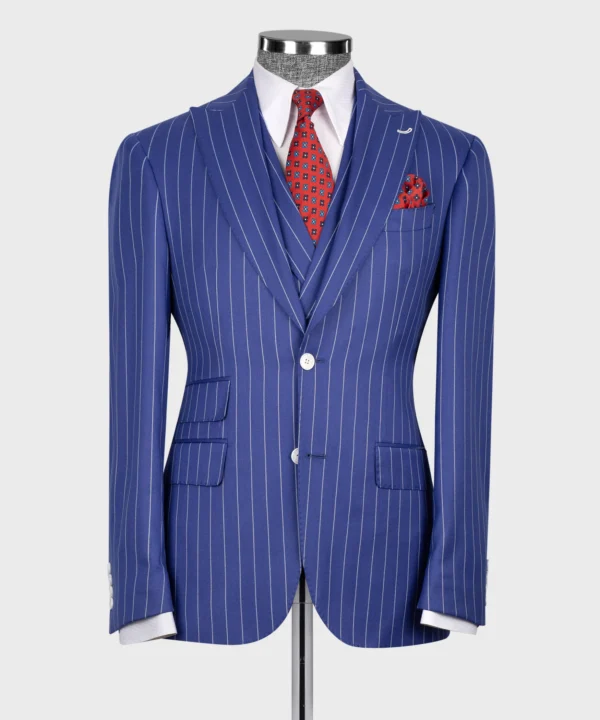 Striped Vest Suit - Navy Blue - Image 2