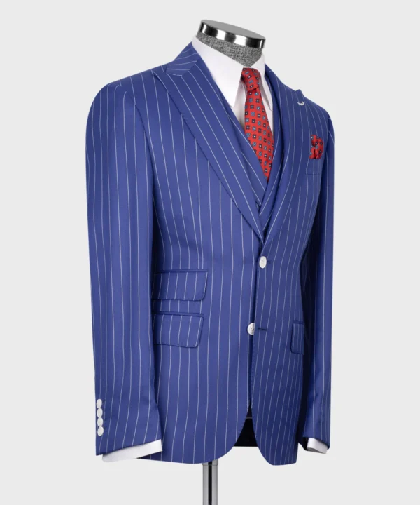 Striped Vest Suit - Navy Blue - Image 3