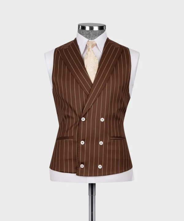 Striped Vest Suit - Brown - Image 5