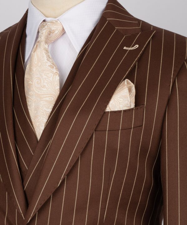 Striped Vest Suit - Brown - Image 4