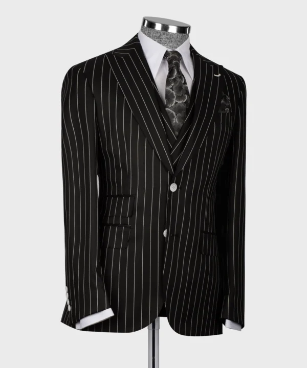 Striped Vest Suit - Black - Image 2