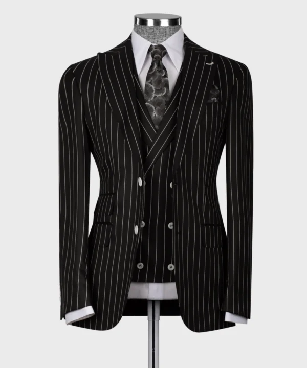 Striped Vest Suit - Black