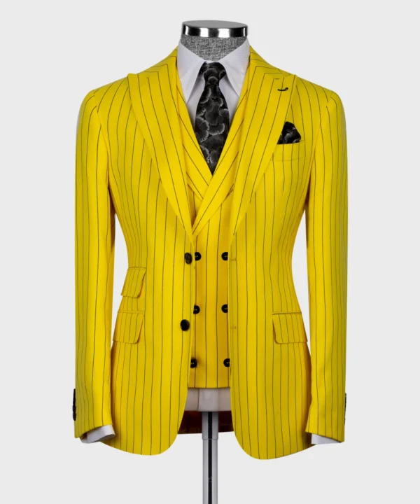 Striped Vest Suit - Yellow