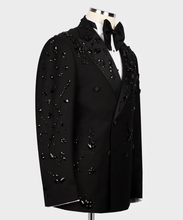 Black Stone Embroidered Tuxedo - Image 3