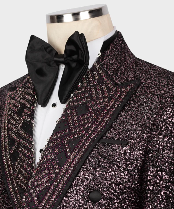 Stone embroidered Tuxedo - Pink - Image 3