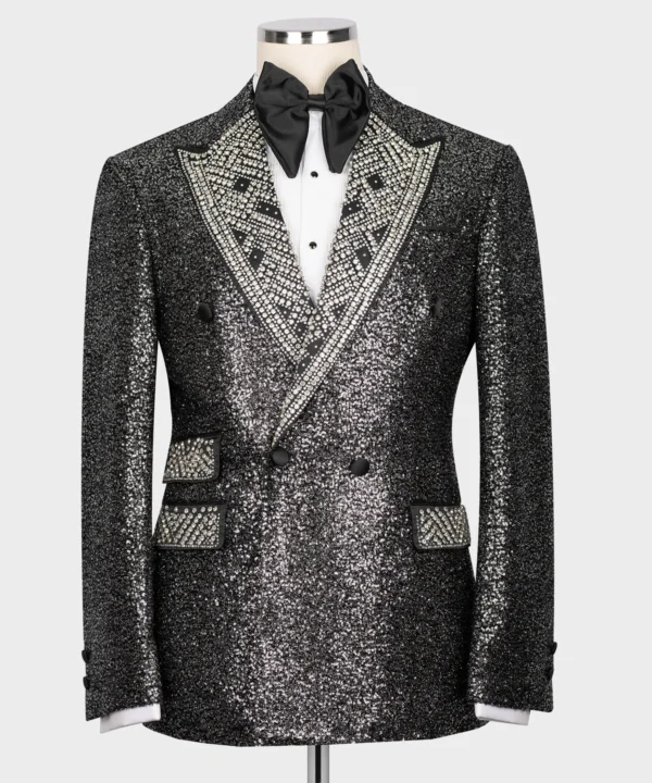 Stone embroidered Tuxedo - Silver