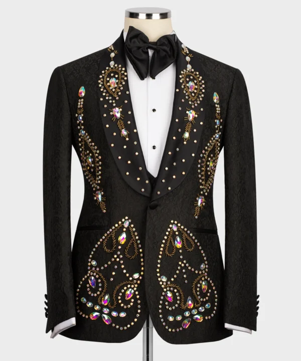 Hand embroidered black tuxedo - Image 5