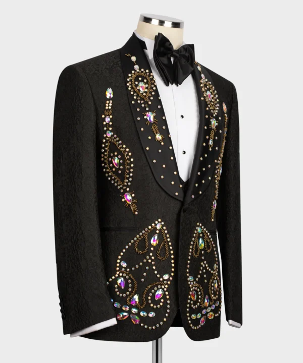 Hand embroidered black tuxedo - Image 3