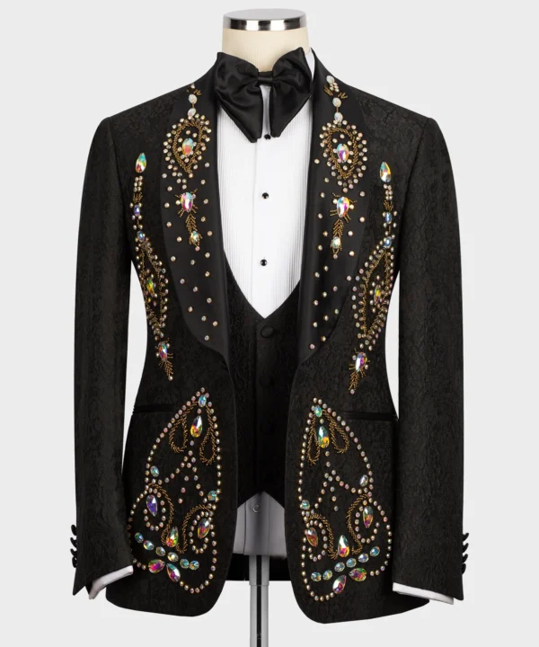 Hand embroidered black tuxedo - Image 6