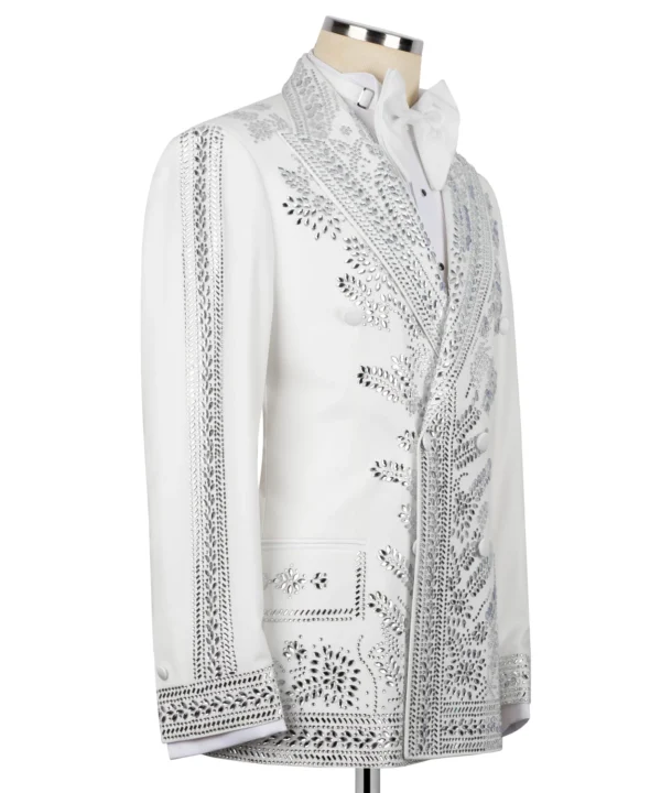 White Tuxedo with Silver Stone Embroidery - Image 2