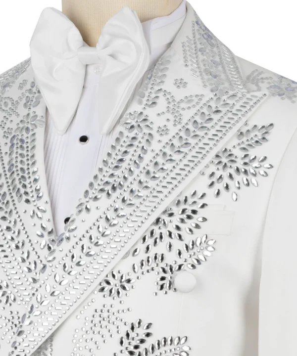 White Tuxedo with Silver Stone Embroidery - Image 3