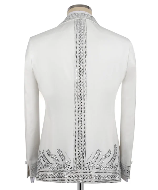 White Tuxedo with Silver Stone Embroidery - Image 4