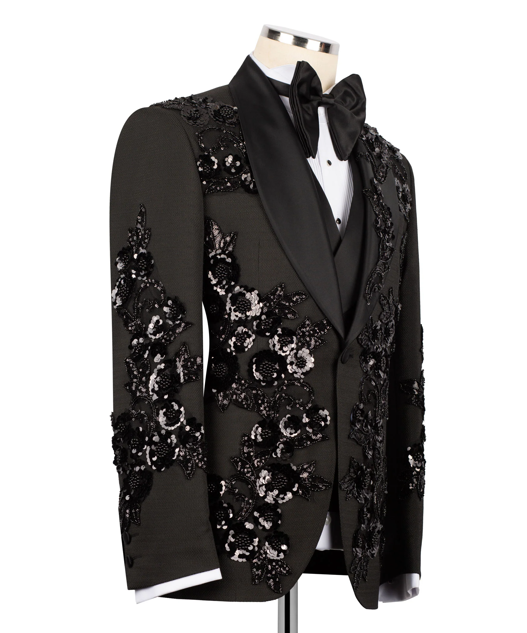 Sequined floral embroidered tuxedo - Image 2