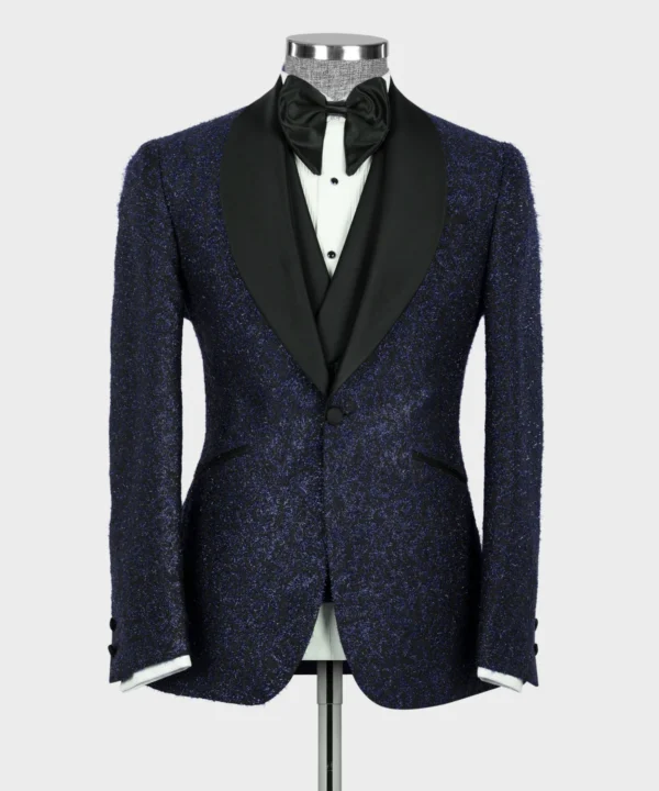 Dark Blue Glitter Tuxedo - Image 2