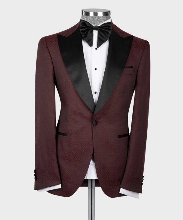 Pointed Collar Tuxedo Burgundy - Image 2