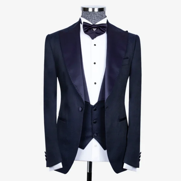 Pointed Collar Tuxedo Navy Blue