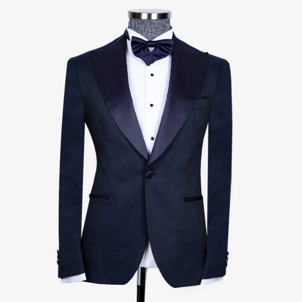 Pointed Collar Tuxedo Navy Blue - Image 2