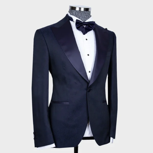 Pointed Collar Tuxedo Navy Blue - Image 3